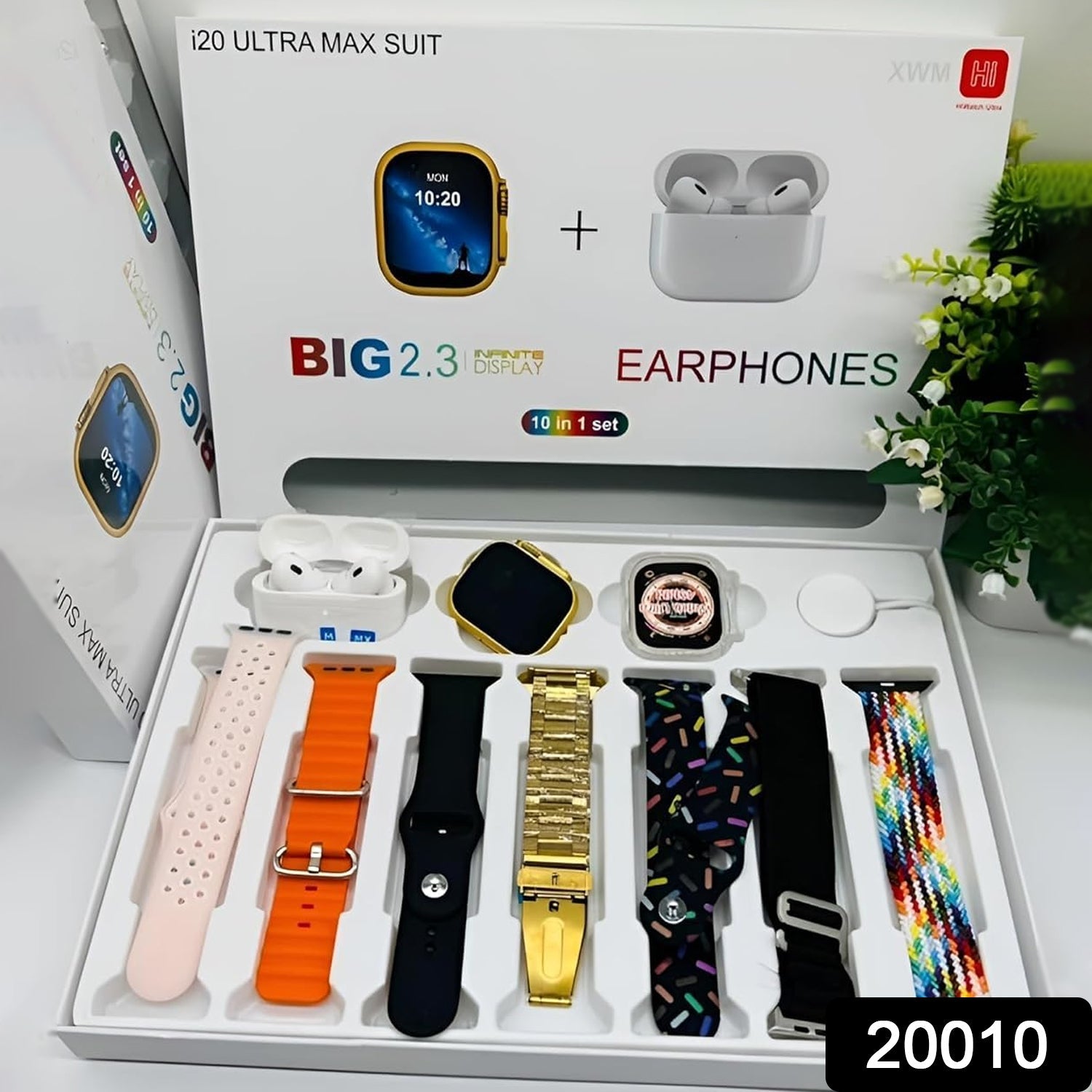 10 in1 Set Ultra Smart Bluetooth Calling Smartwatch + Earphones with Transparent Screen Guard Watch with Seven Classic Straps (Mix Color) 10 in1 Set Ultra Smart Bluetooth Calling Smartwatch + Earphones with Transparent Screen Guard Watch with Seven Classic Straps (Mix Color)